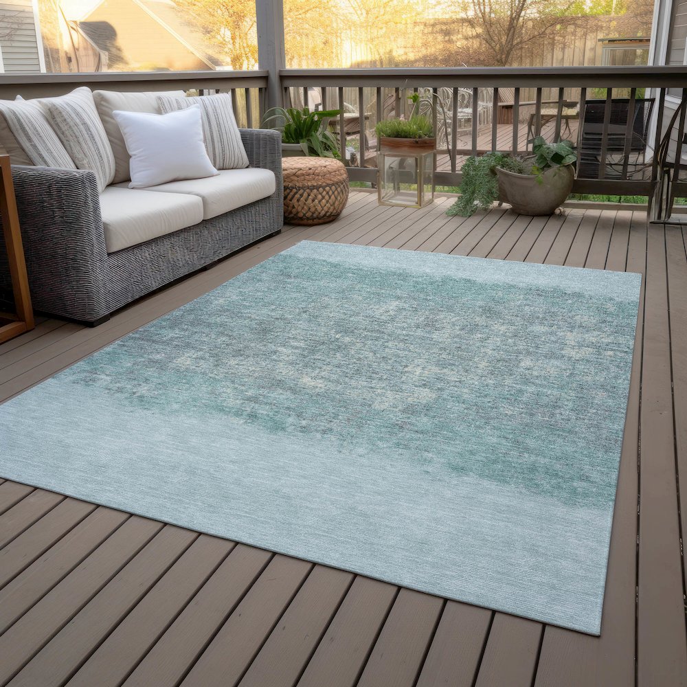 Machine Washable Indoor/Outdoor Chantille ACN2214 Teal 8' x 10' Rug