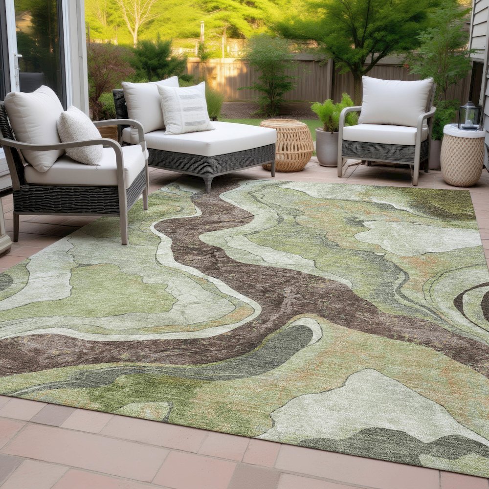 Machine Washable Indoor/Outdoor Chantille ACN2219 Aloe 8' x 10' Rug