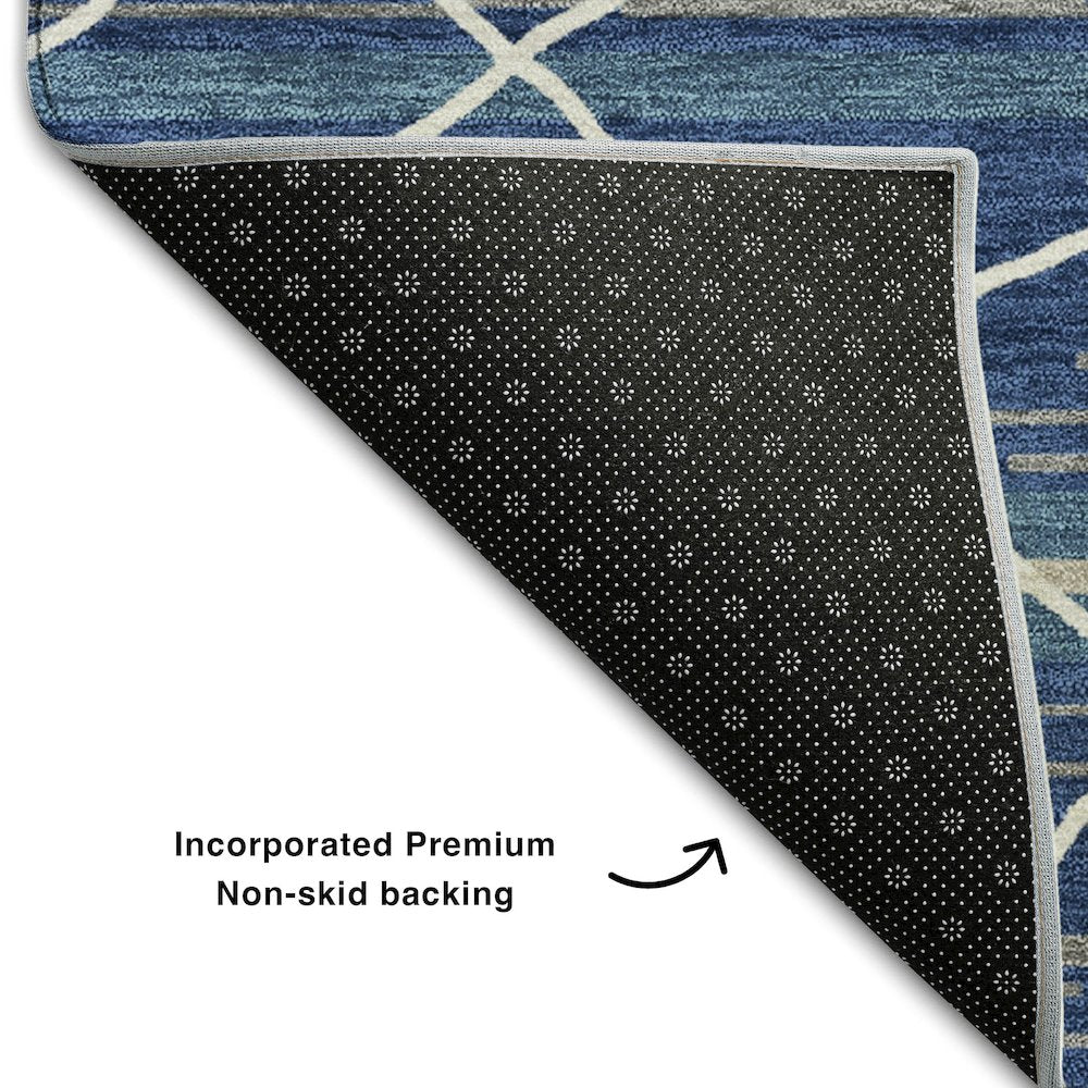 Premium Machine Washable Mayfield AMF1025 Navy 3' x 5' Rug
