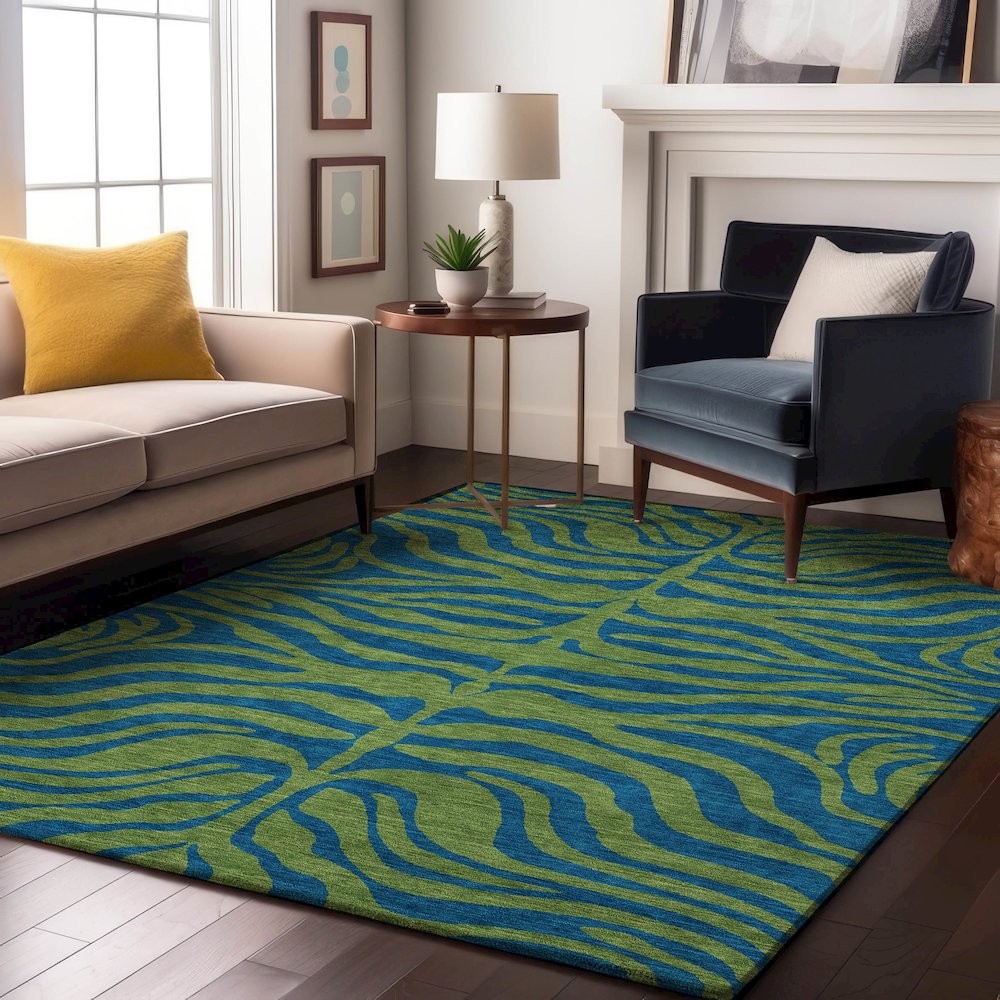 Premium Machine Washable Mayfield AMF1043 Green 8' x 10' Rug