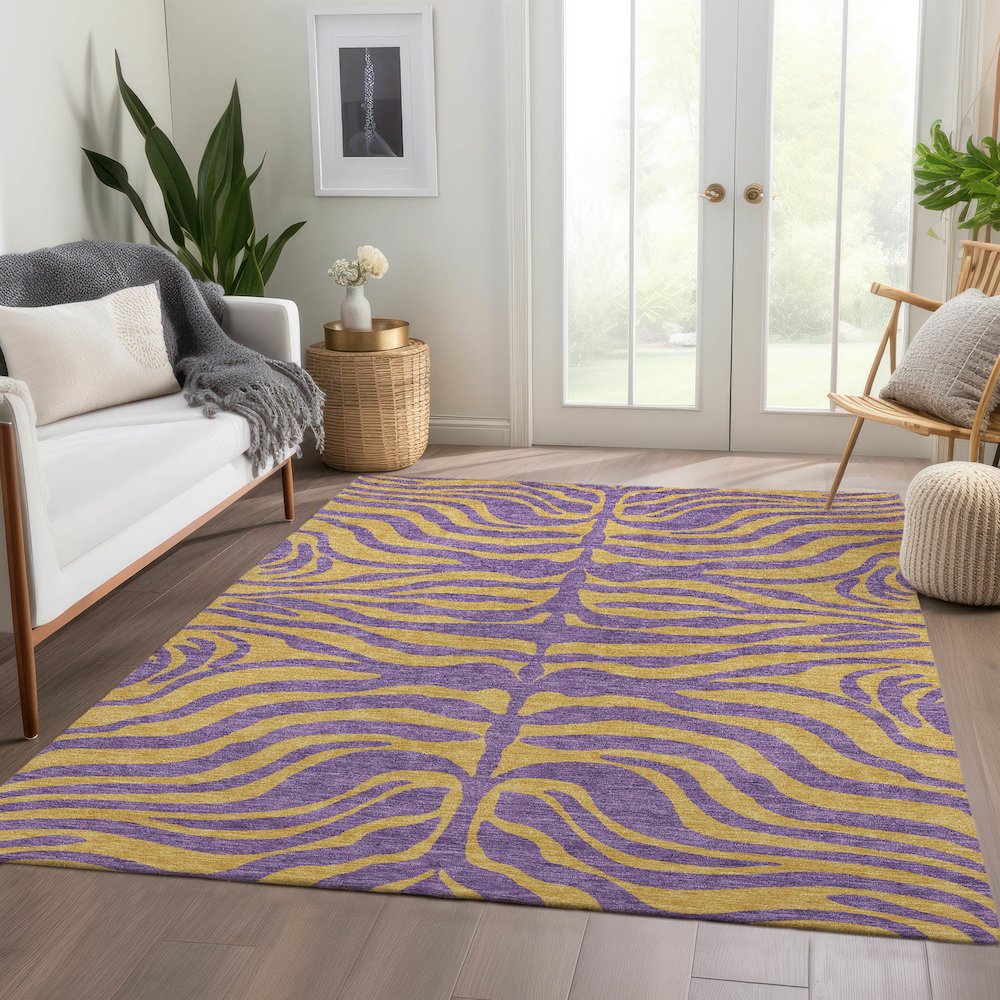 Premium Machine Washable Mayfield AMF1043 Purple 8' x 10' Rug