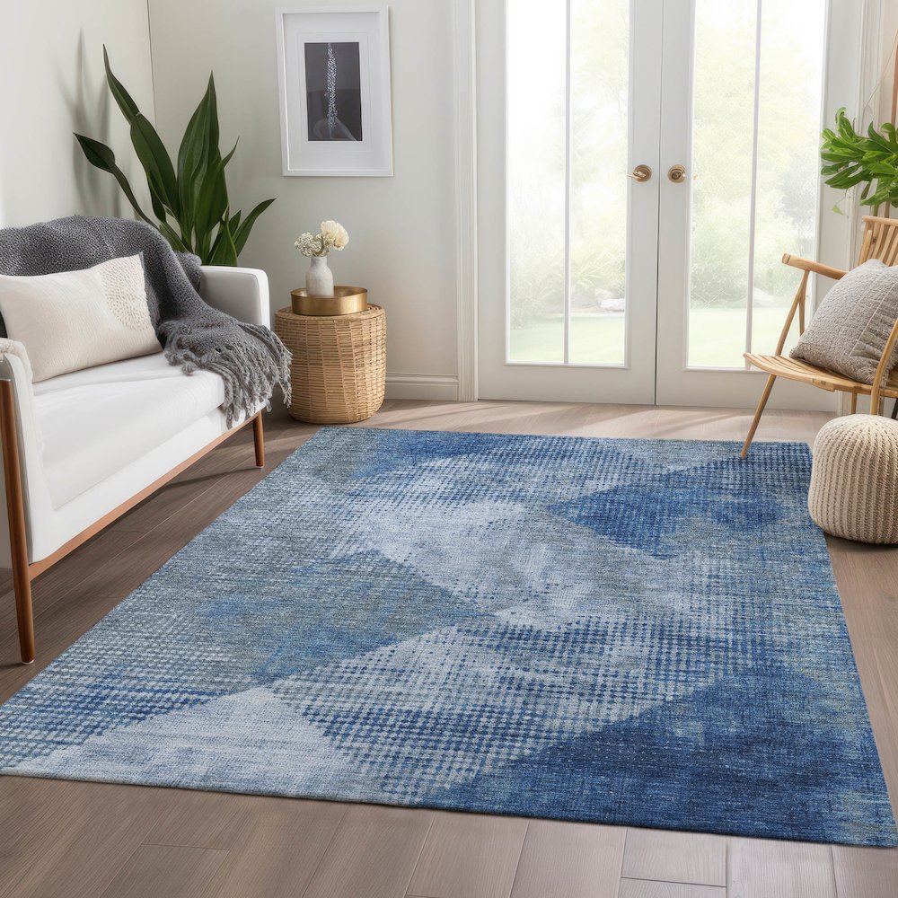 Premium Machine Washable Mayfield AMF1065 Blue 8' x 10' Rug