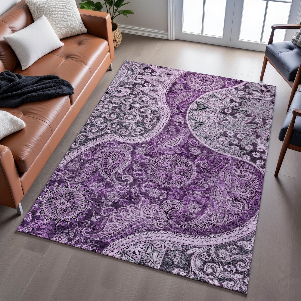 Premium Machine Washable Mayfield AMF1078 Purple 8' x 10' Rug
