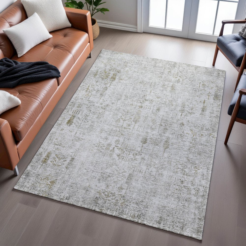 Premium Machine Washable Mayfield AMF1092 Silver 8' x 10' Rug