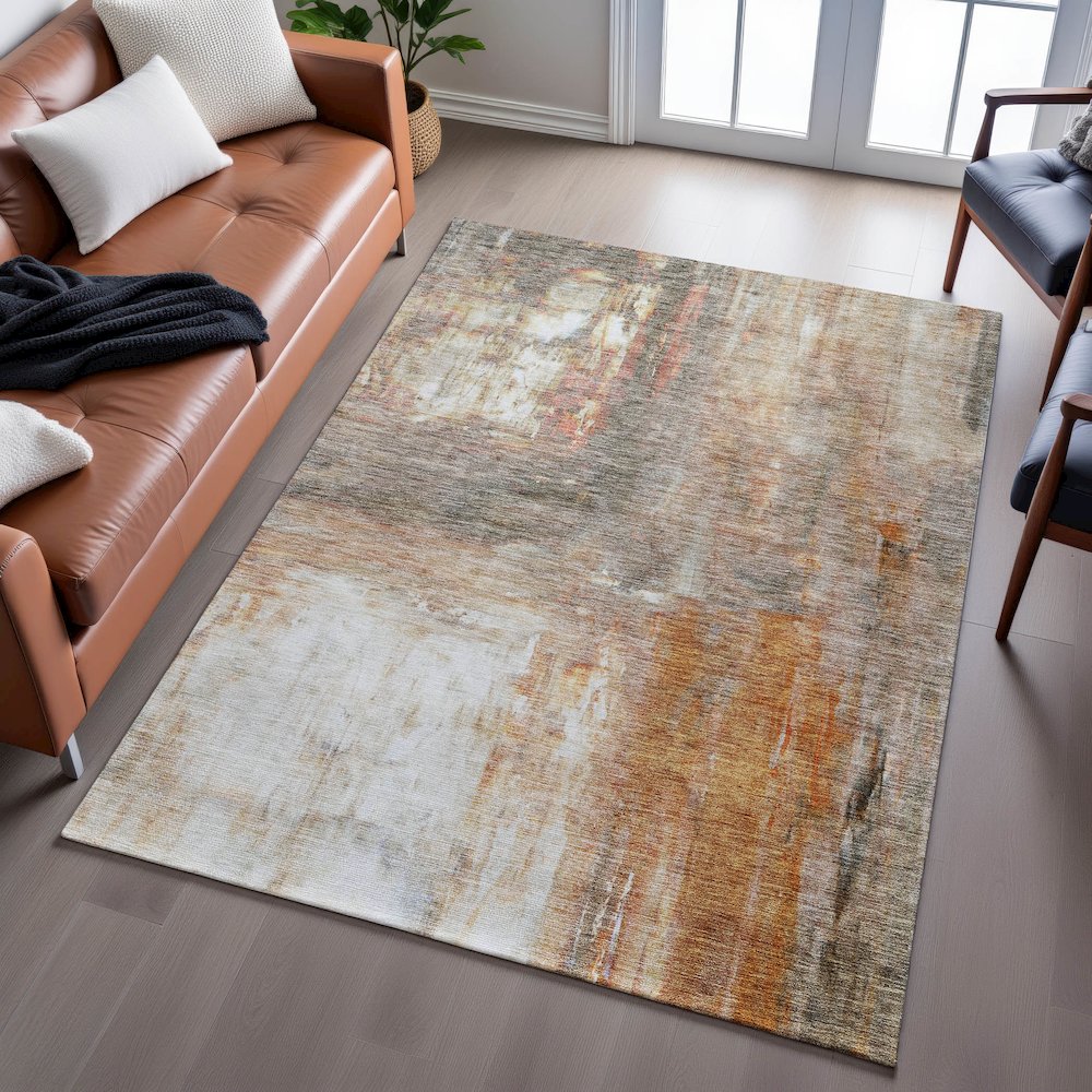 Premium Machine Washable Mayfield AMF1095 Copper 8' x 10' Rug