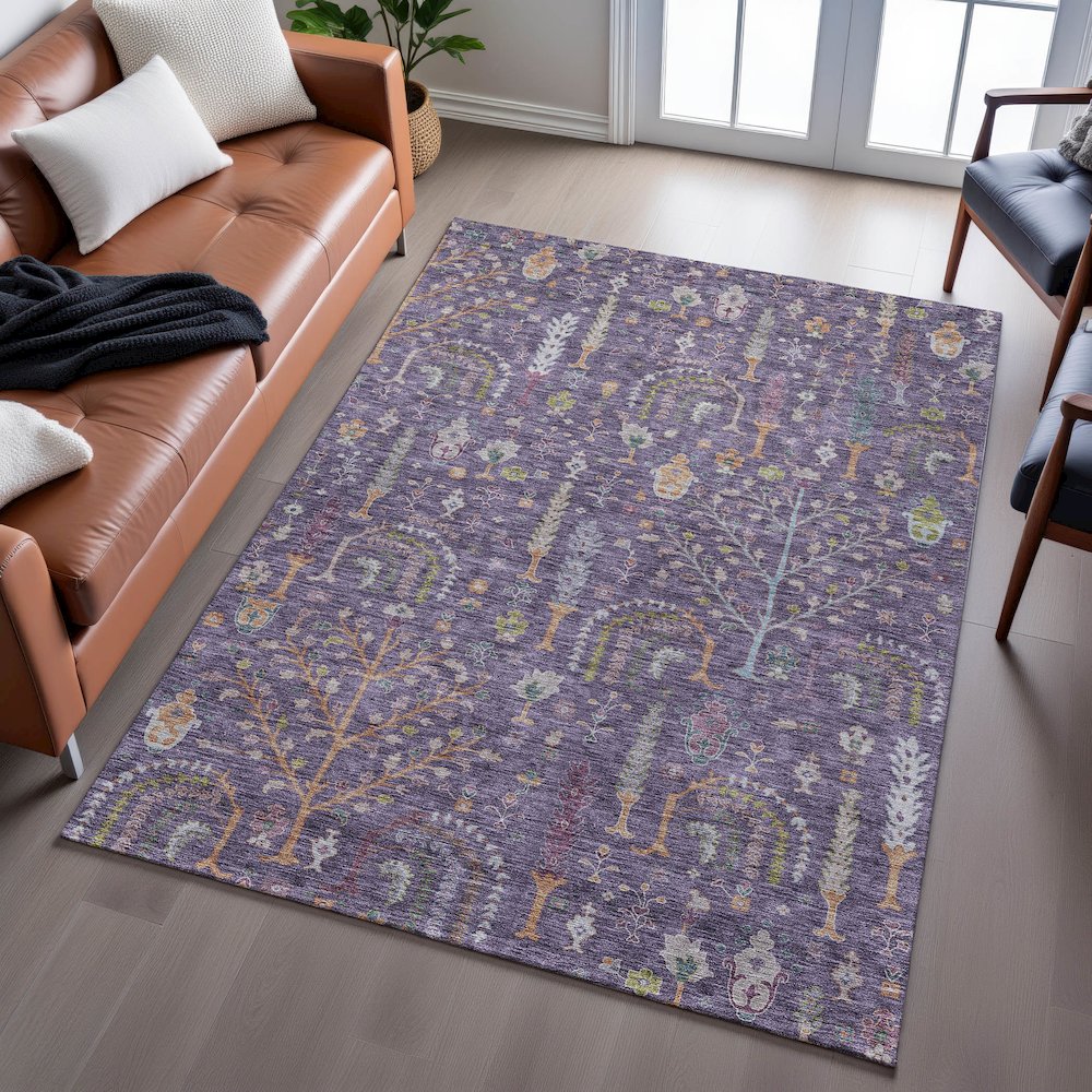 Premium Machine Washable Mayfield AMF1152 Eggplant 8' x 10' Rug