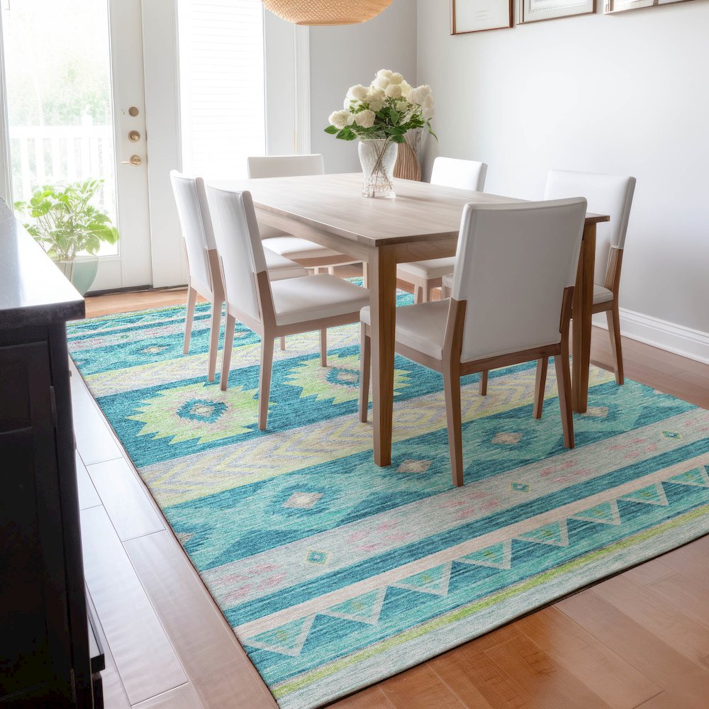 Premium Machine Washable Mayfield Peacock 8' x 10' Rug