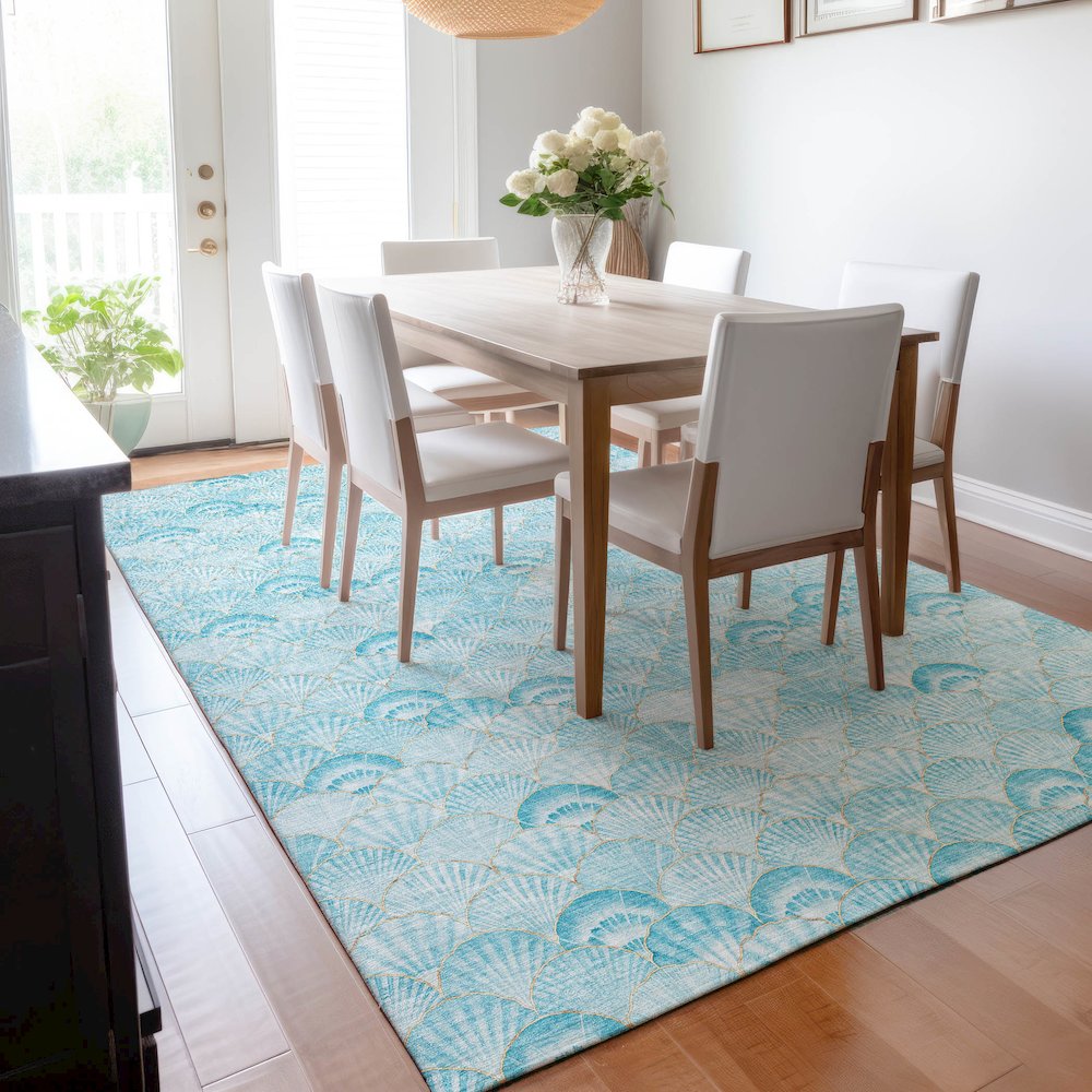 Premium Machine Washable Mayfield Aqua 8' x 10' Rug
