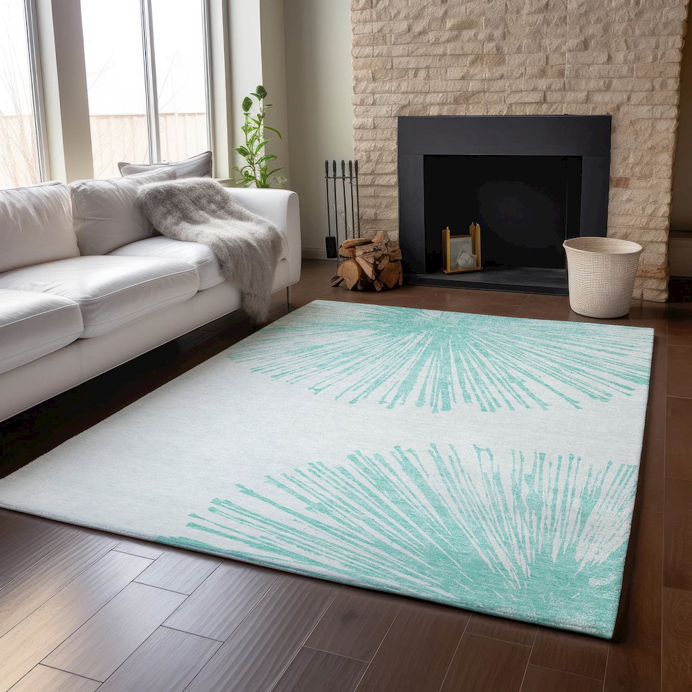 Premium Machine Washable Mayfield Teal 8' x 10' Rug