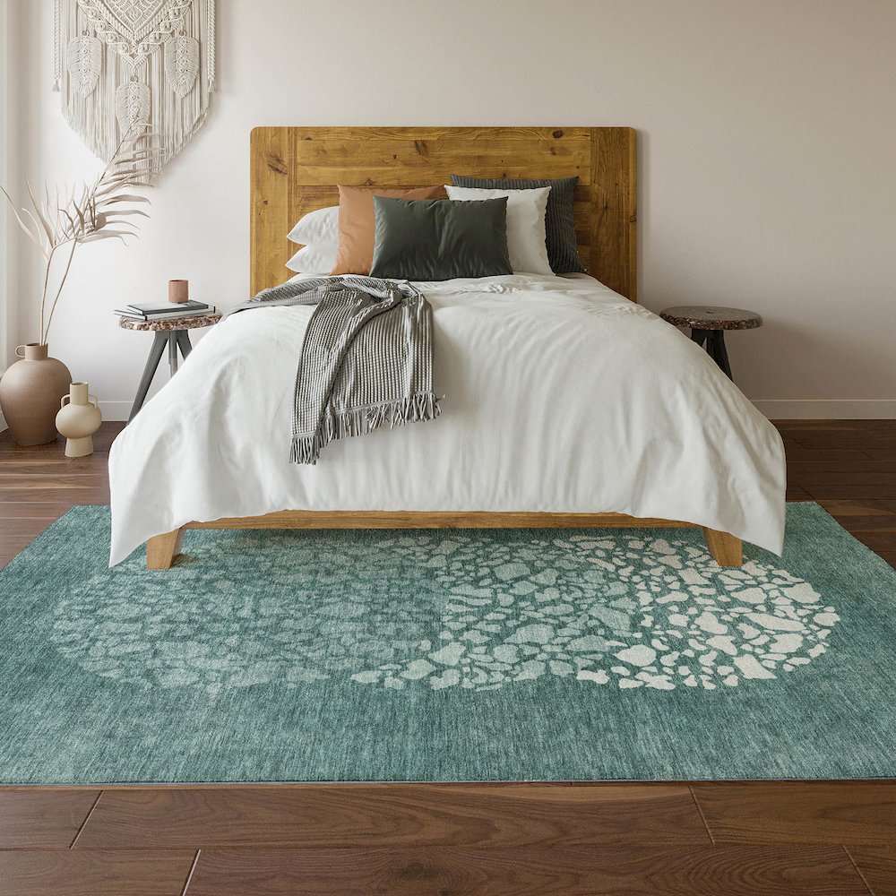Premium Machine Washable Mayfield Teal 8' x 10' Rug