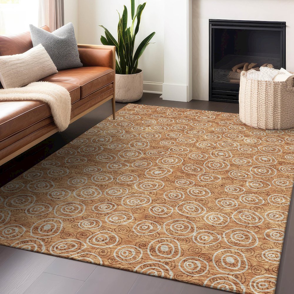 Premium Machine Washable Mayfield AMF728 Terracotta 8' x 10' Rug