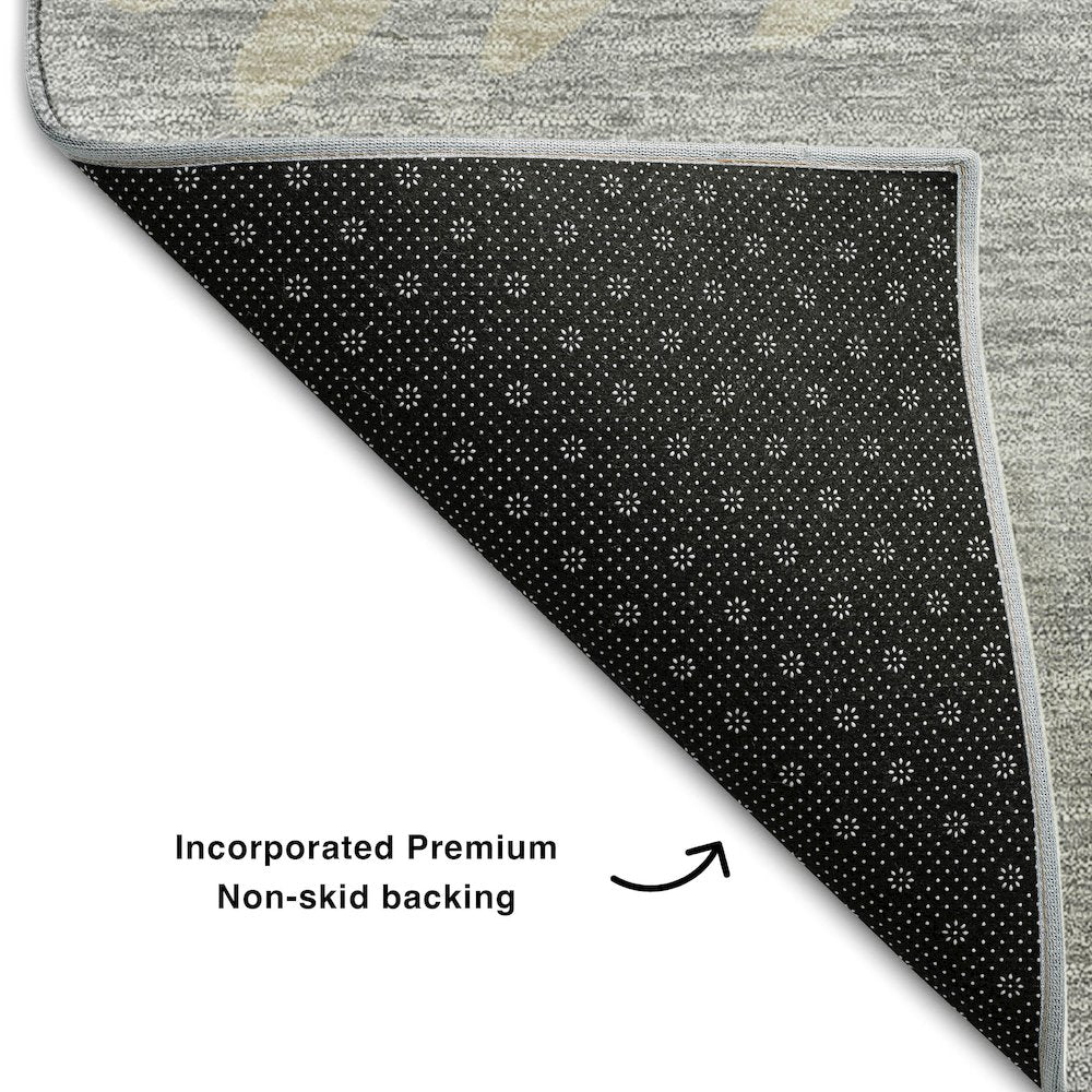 Premium Machine Washable Mayfield AMF736 Silver 3' x 5' Rug