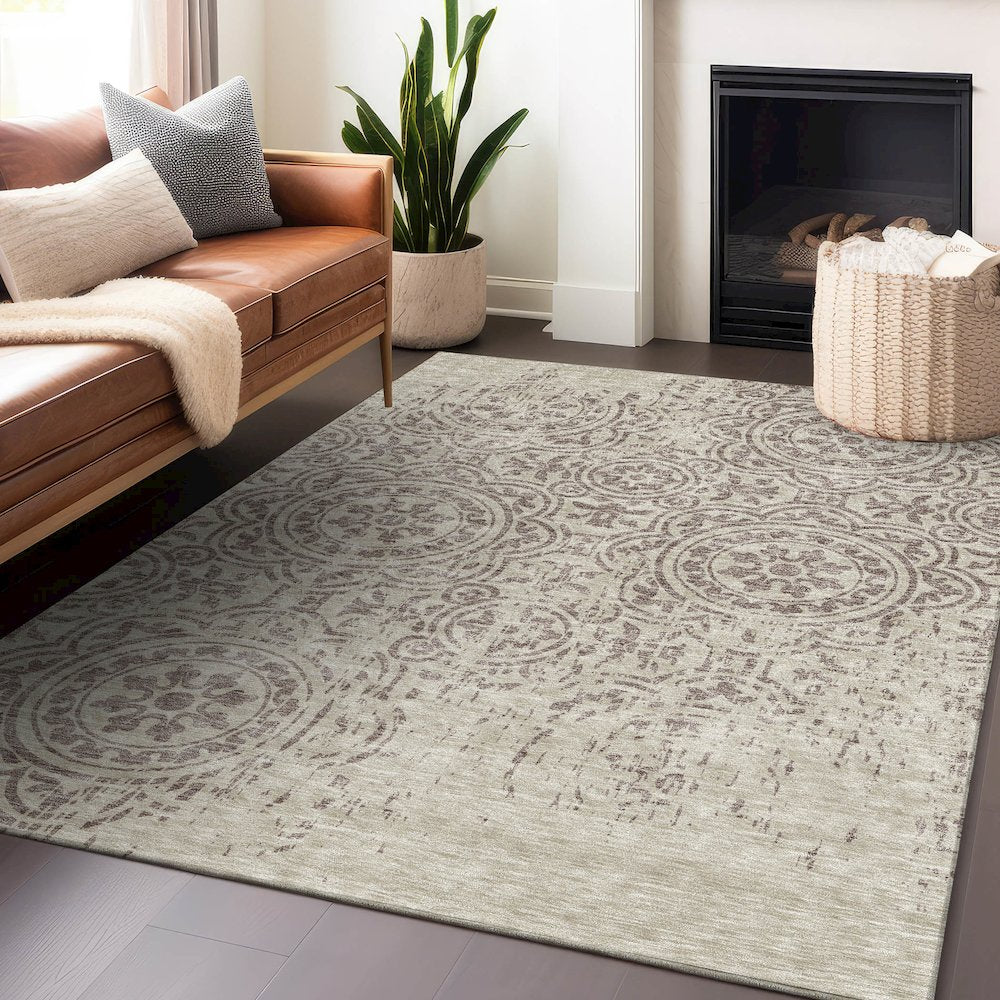 Premium Machine Washable Mayfield AMF758 Taupe 8' x 10' Rug