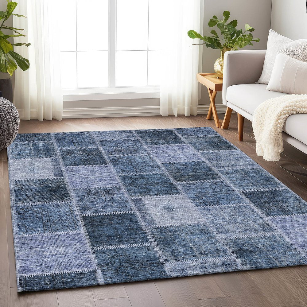 Premium Machine Washable Mayfield AMF772 Blue 8' x 10' Rug