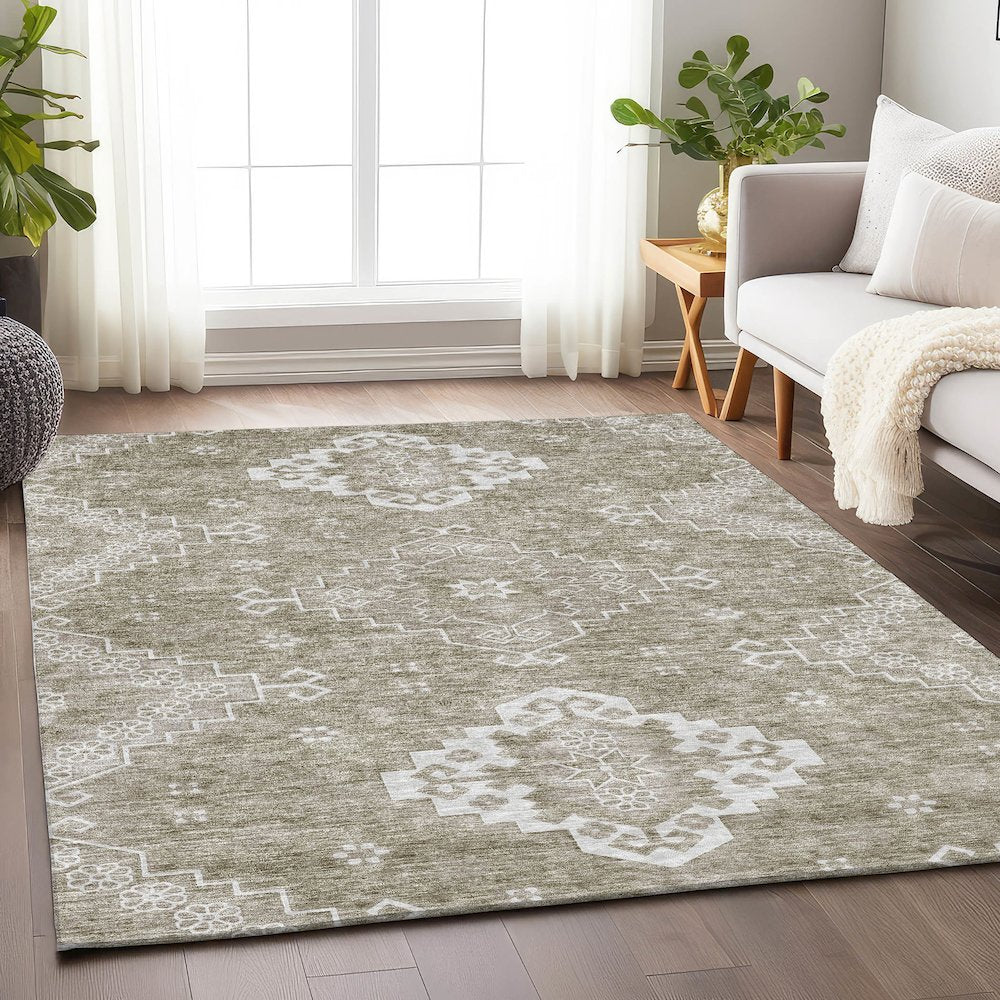 Premium Machine Washable Mayfield AMF847 Taupe 8' x 10' Rug