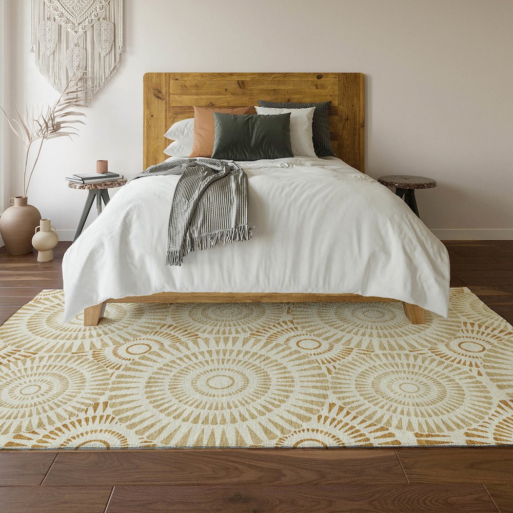 Premium Machine Washable Mayfield AMF877 Gold 8' x 10' Rug