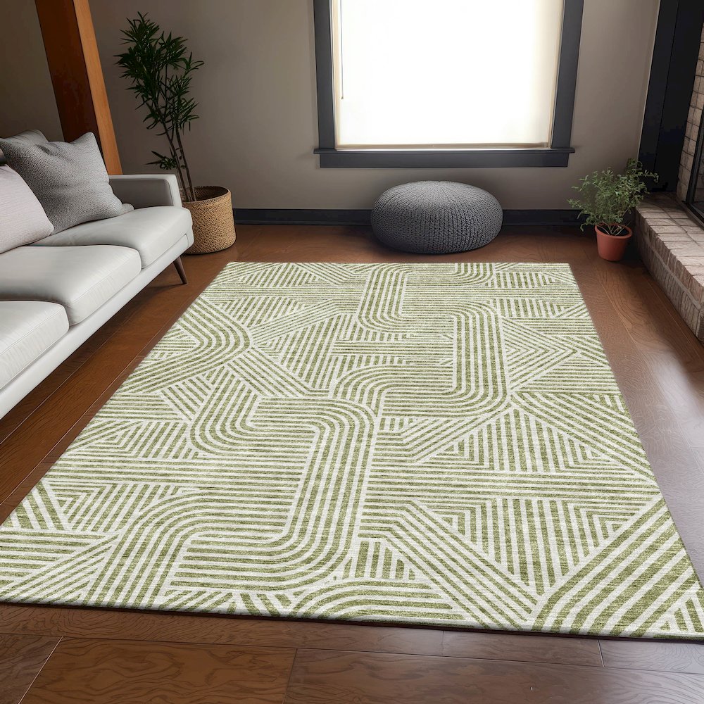 Premium Machine Washable Mayfield AMF917 Aloe 8' x 10' Rug