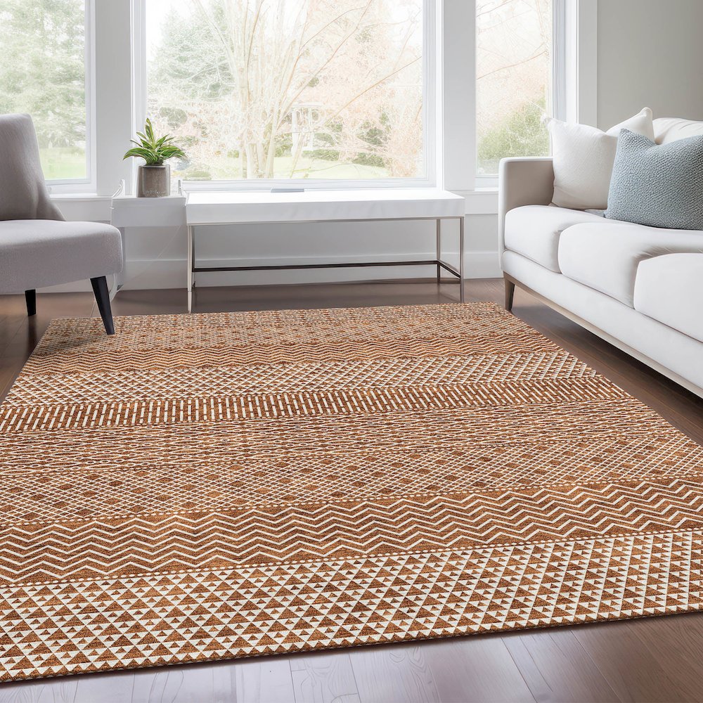 Premium Machine Washable Mayfield AMF939 Paprika 8' x 10' Rug