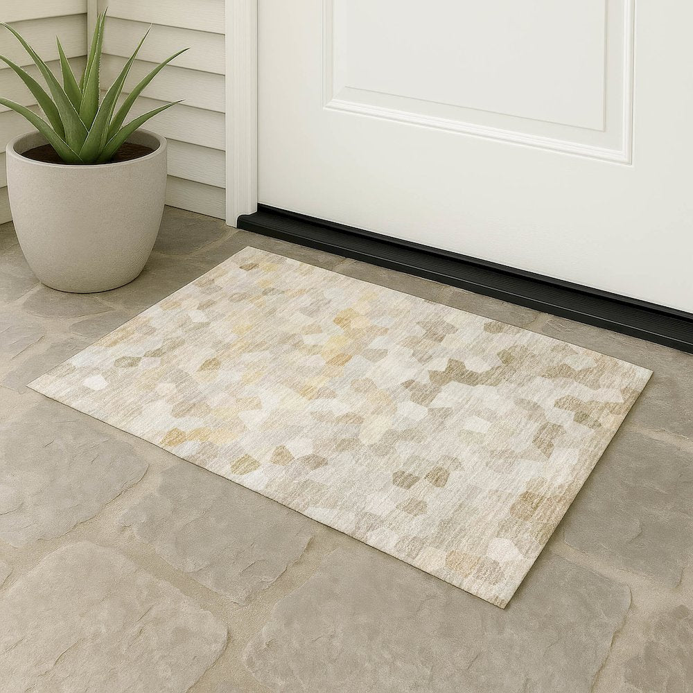 Luxury Washable Indoor/Outdoor Kaleidoscope KL1 Ivory 5' x 7'6" Rug