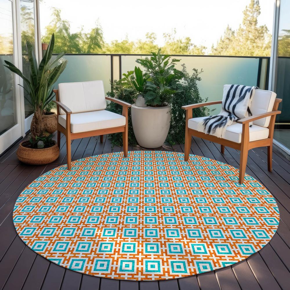 Indoor/Outdoor Marlo MO1 Orange Washable 8' x 8' Rug