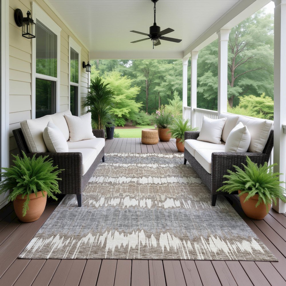 Machine Washable Indoor/Outdoor Neo Taupe 8' x 10' Rug