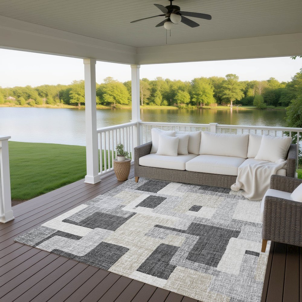 Luxury Washable Indoor/Outdoor Portico Gray 8' x 10' Rug
