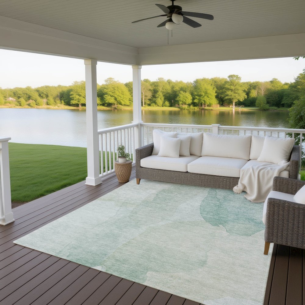 Luxury Washable Indoor/Outdoor Ravenna Aqua 8' x 10' Rug