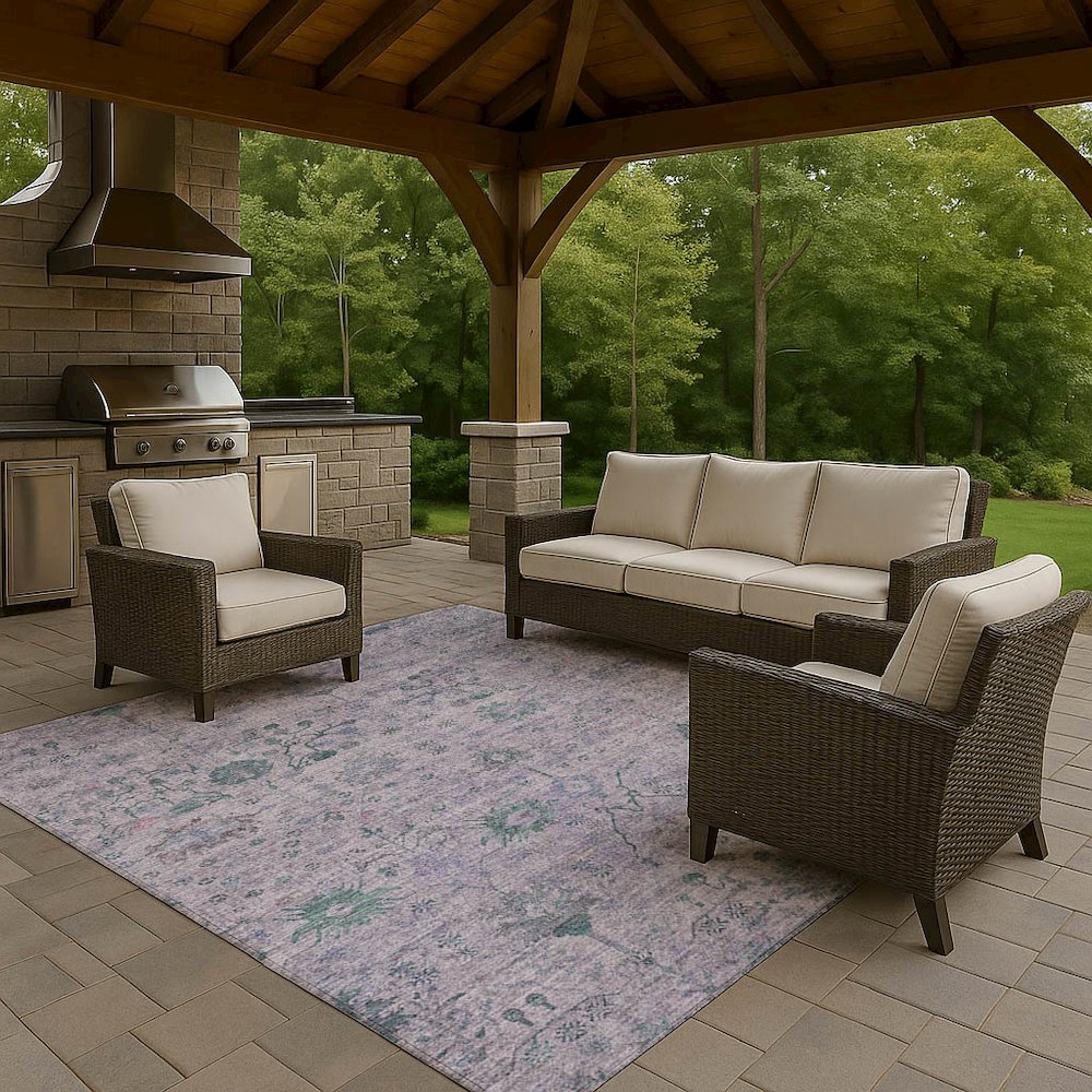 Luxury Washable Indoor/Outdoor Solace Lavender 8' x 10' Rug
