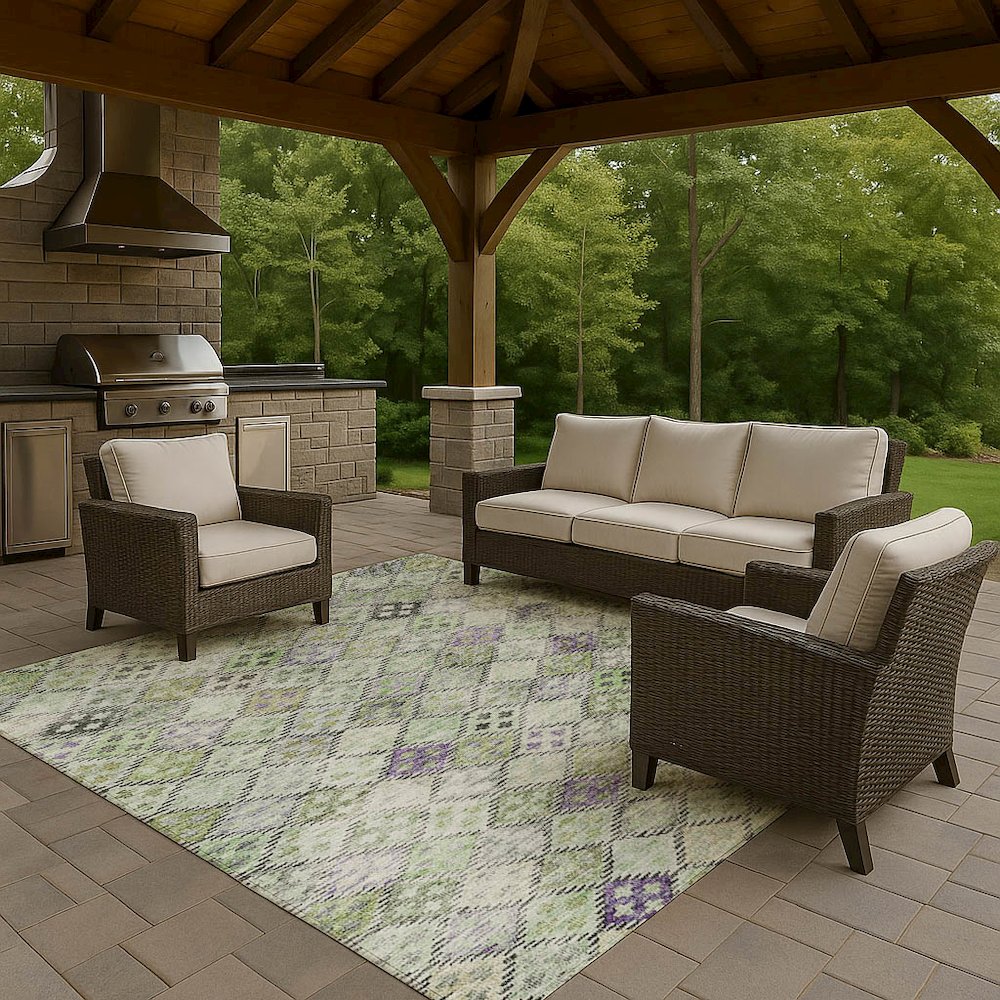 Luxury Washable Indoor/Outdoor Solace Green 8' x 10' Rug