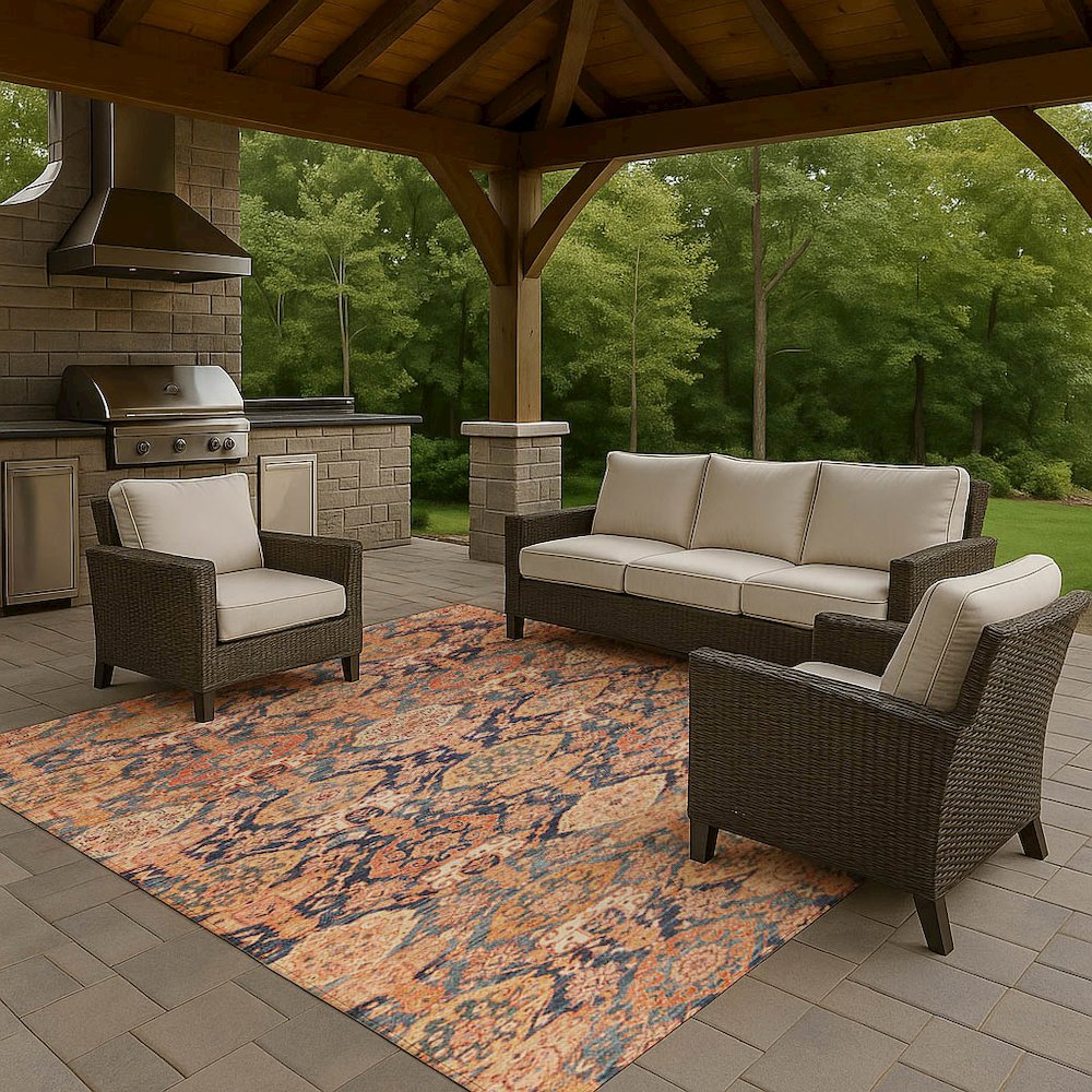 Luxury Washable Indoor/Outdoor Tabrook Terracotta 8' x 10' Rug