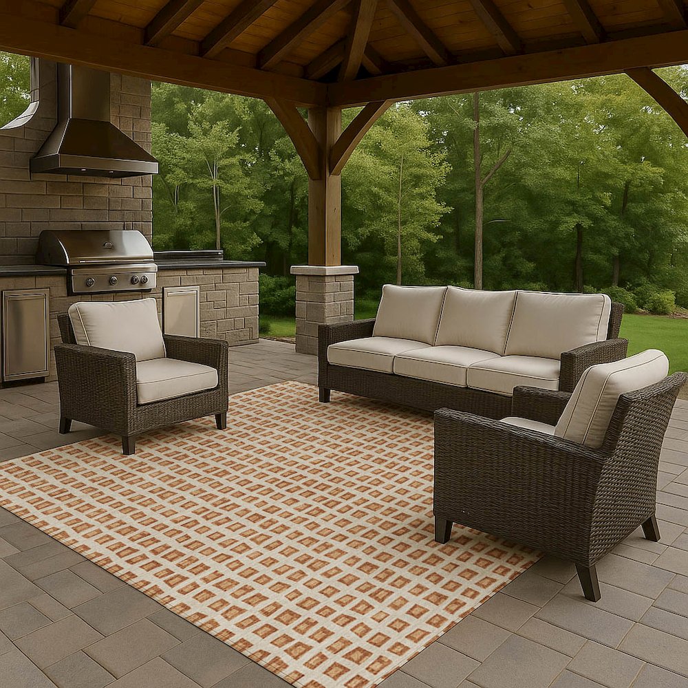 Luxury Washable Indoor/Outdoor The Reserve Copper 8' x 10' Rug