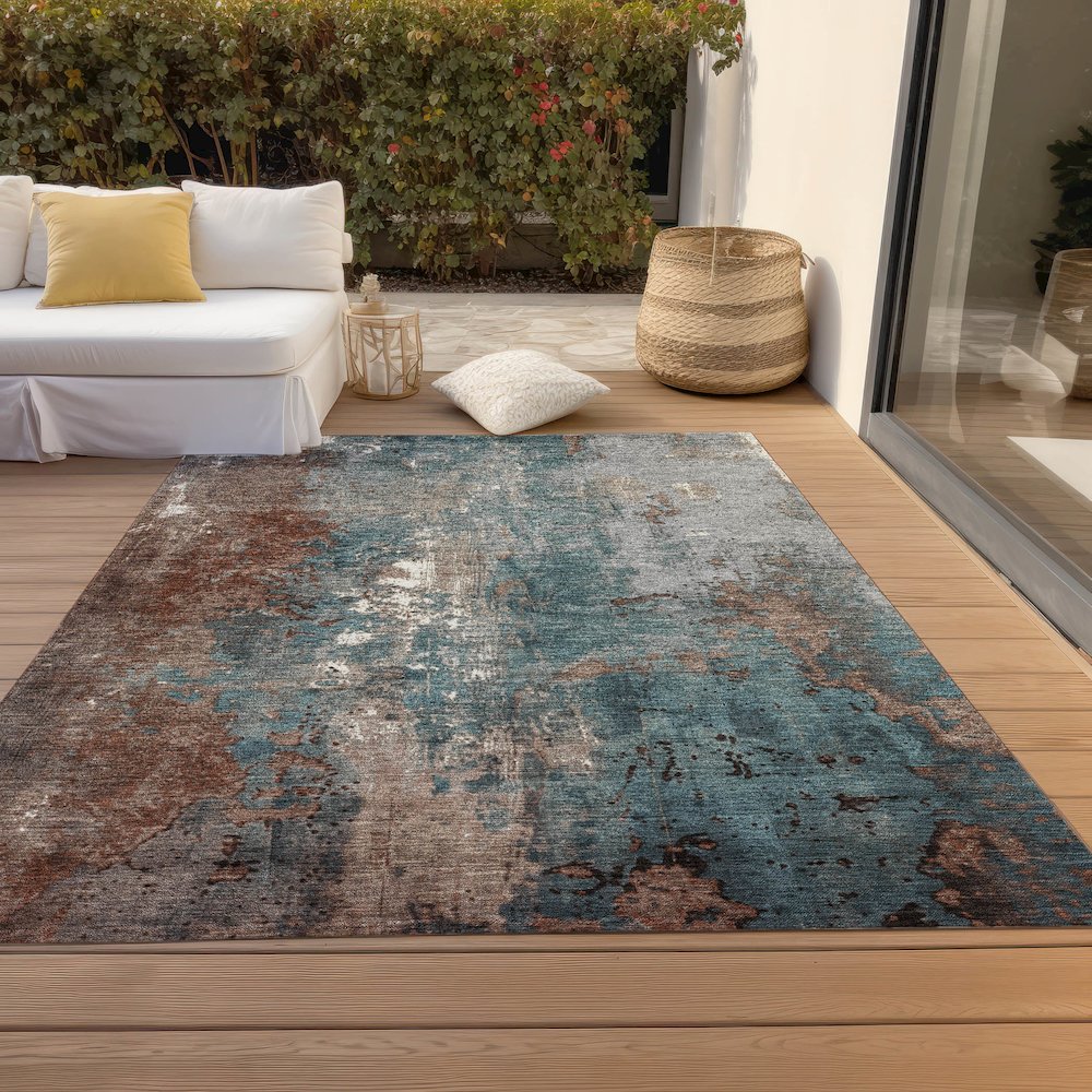 Machine Washable Indoor/Outdoor Chantille Paprika 9' x 12' Rug