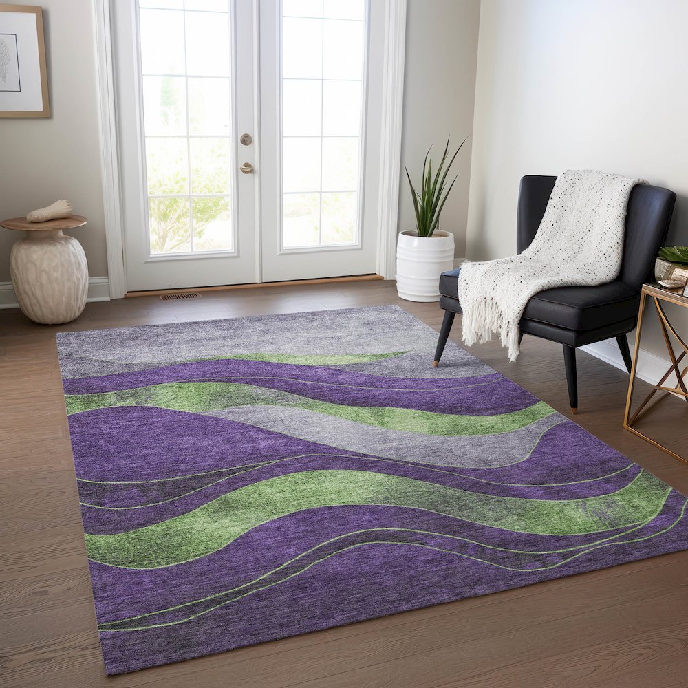 Machine Washable Indoor/Outdoor Chantille Purple 9' x 12' Rug