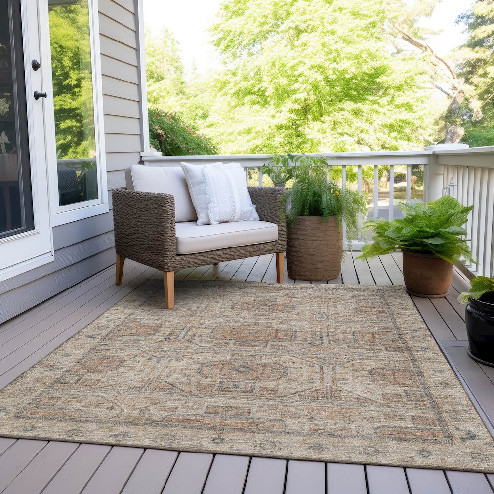 Machine Washable Indoor/Outdoor Chantille Beige 9' x 12' Rug