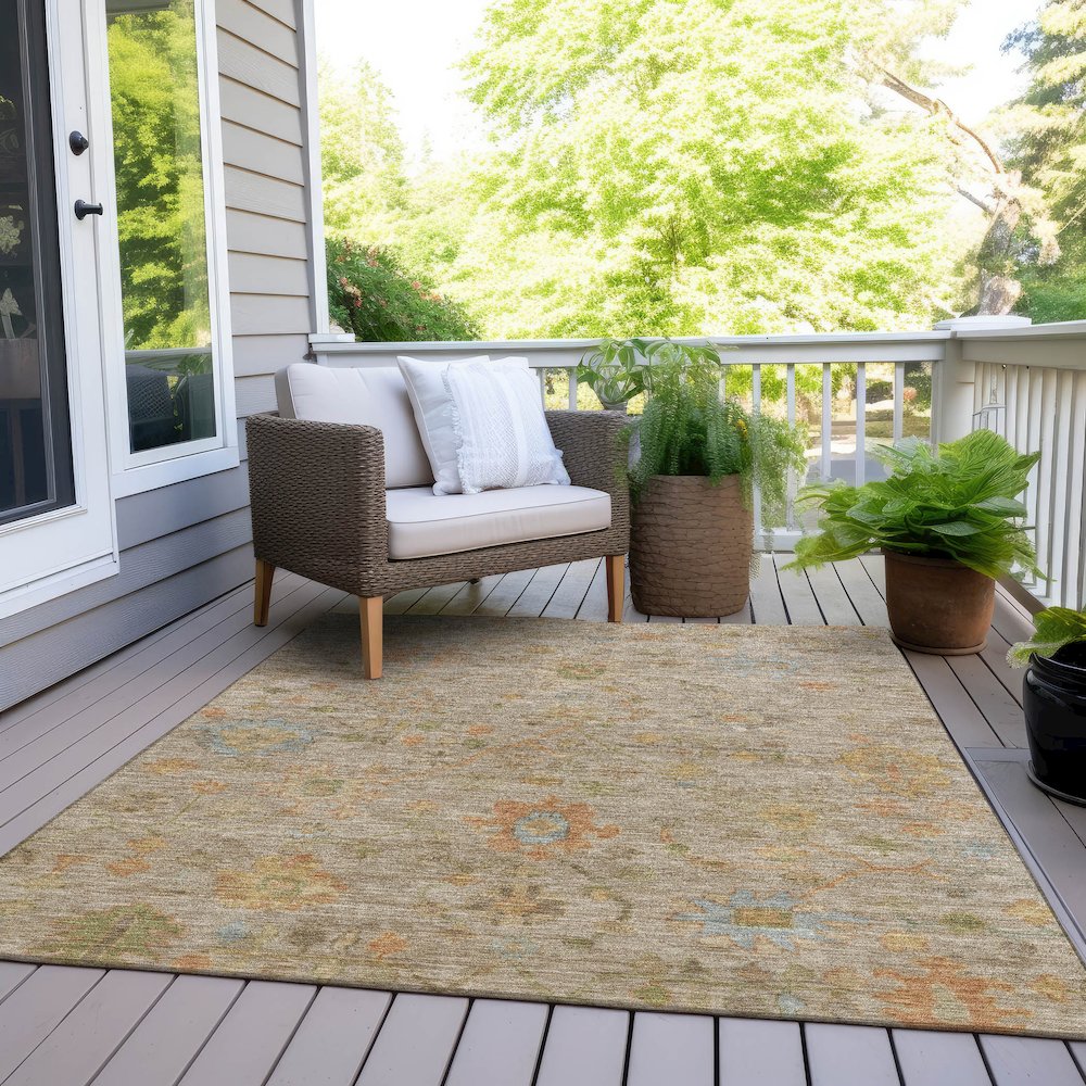 Machine Washable Indoor/Outdoor Chantille Beige 9' x 12' Rug
