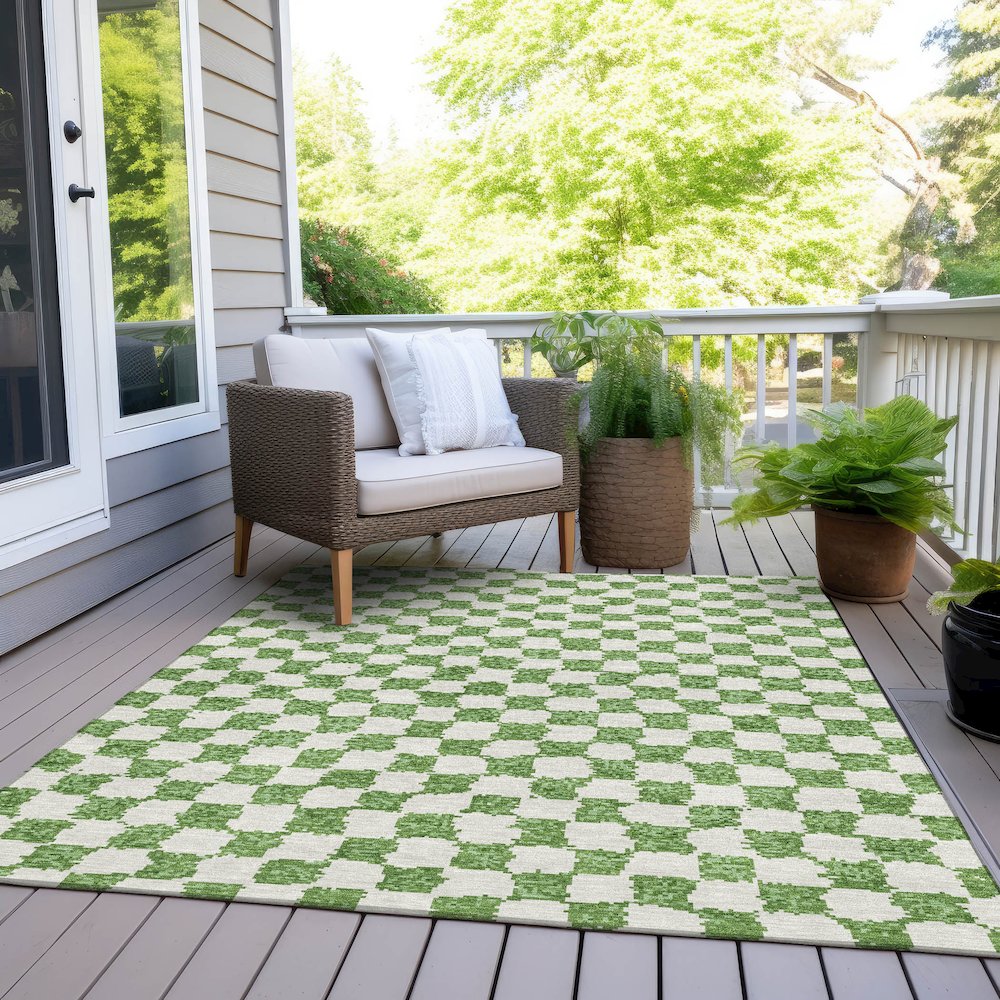 Machine Washable Indoor/Outdoor Chantille Green 9' x 12' Rug
