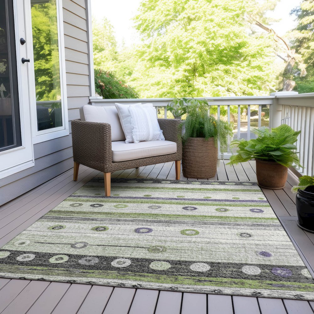 Machine Washable Indoor/Outdoor Chantille Aloe 9' x 12' Rug