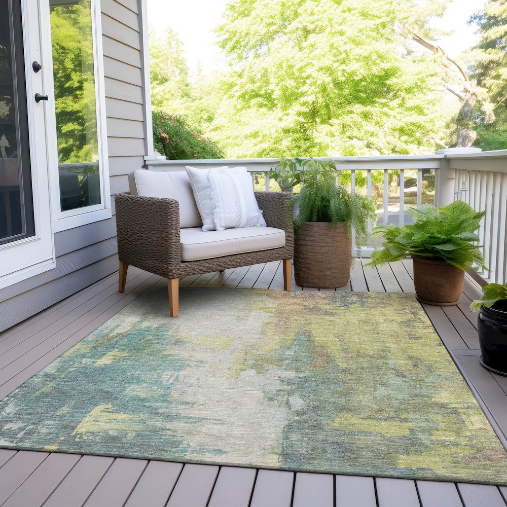 Machine Washable Indoor/Outdoor Chantille Seafoam 9' x 12' Rug