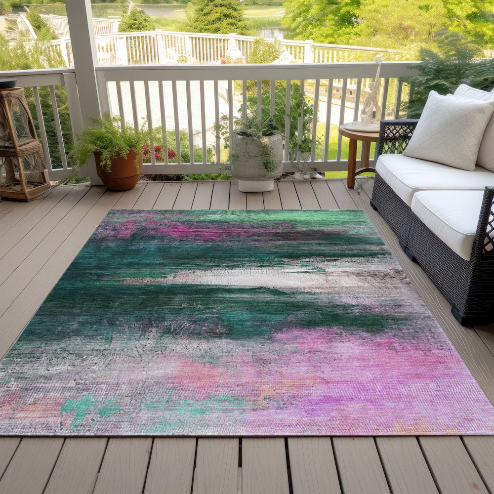 Machine Washable Indoor/Outdoor Chantille ACN2016 Green 9' x 12' Rug