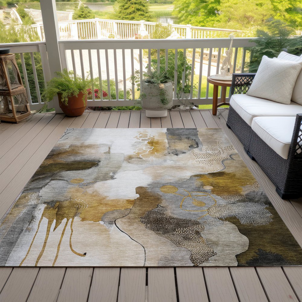 Machine Washable Indoor/Outdoor Chantille ACN2019 Mocha 9' x 12' Rug