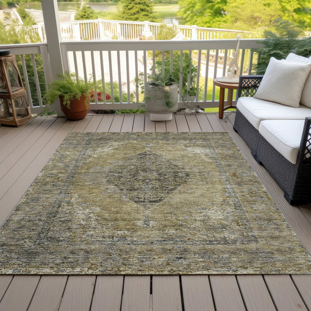 Machine Washable Indoor/Outdoor Chantille ACN2021 Khaki 9' x 12' Rug