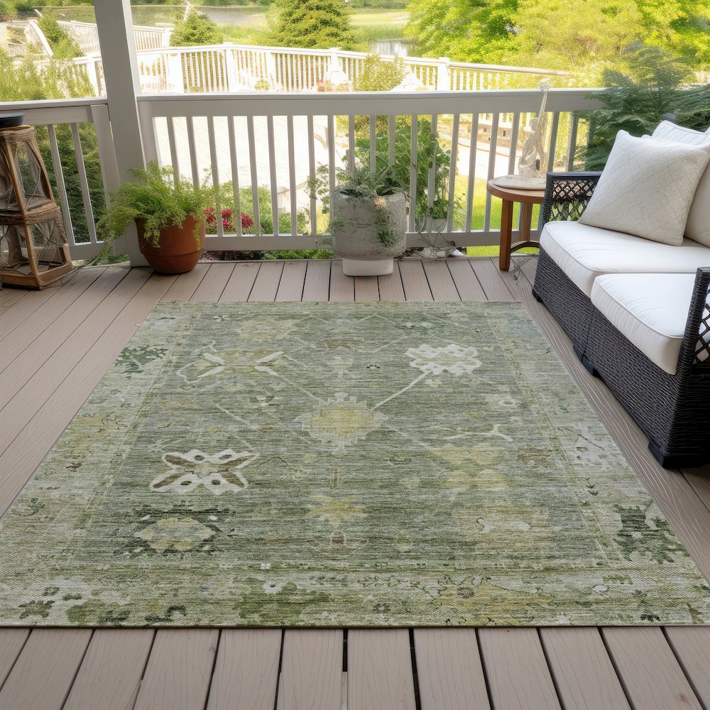 Machine Washable Indoor/Outdoor Chantille ACN2025 Sage 9' x 12' Rug