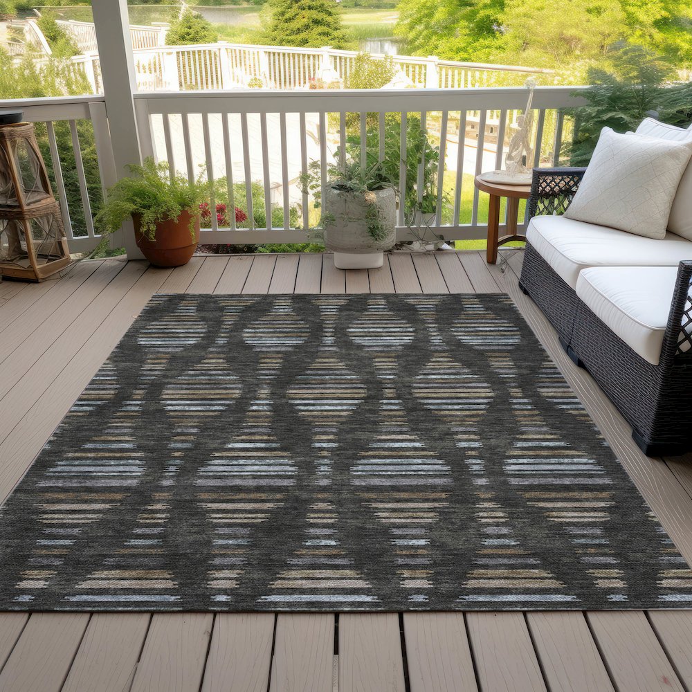 Machine Washable Indoor/Outdoor Chantille ACN2027 Coffee 9' x 12' Rug