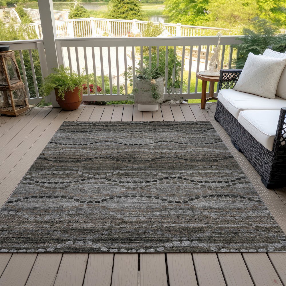 Machine Washable Indoor/Outdoor Chantille ACN2031 Chocolate 9' x 12' Rug