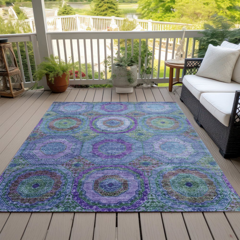 Machine Washable Indoor/Outdoor Chantille ACN2049 Blue 9' x 12' Rug