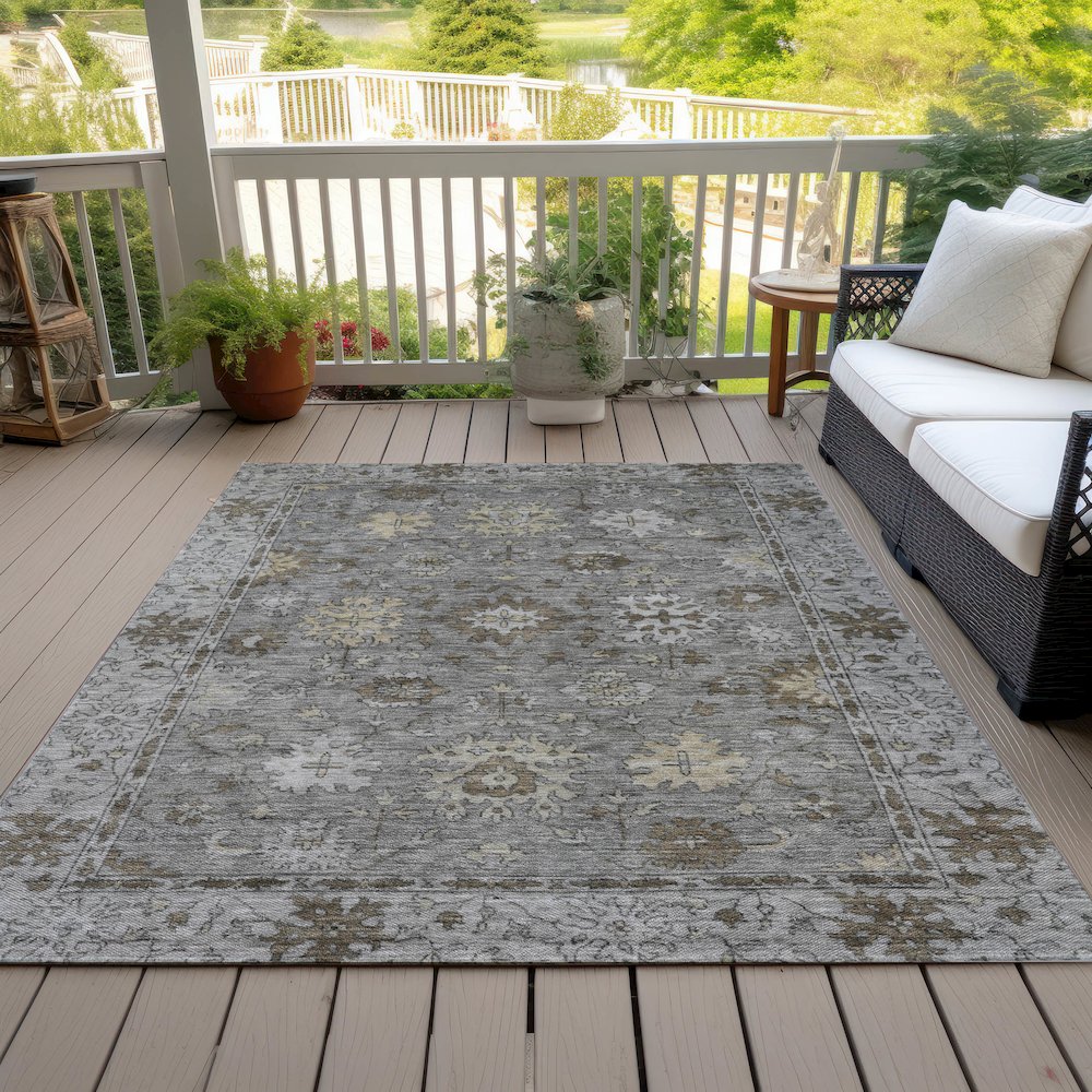 Machine Washable Indoor/Outdoor Chantille ACN2051 Pewter 9' x 12' Rug