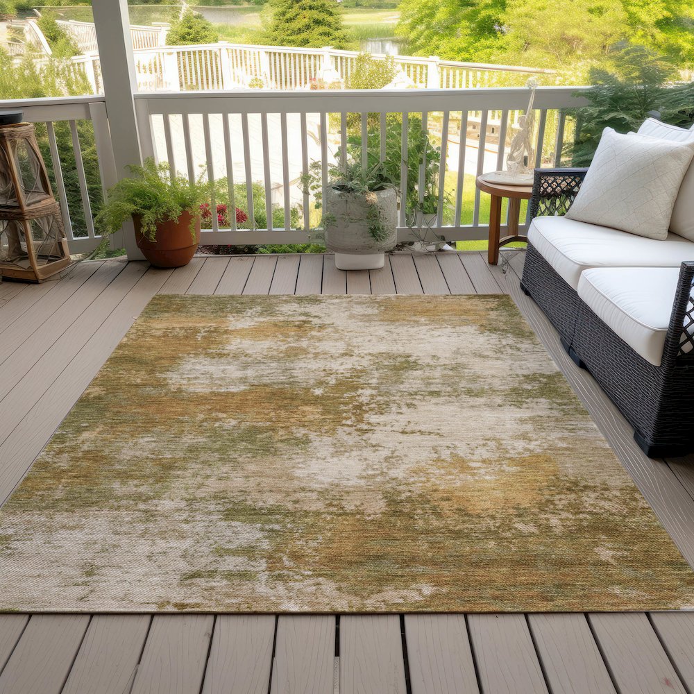 Machine Washable Indoor/Outdoor Chantille ACN2064 Copper 9' x 12' Rug