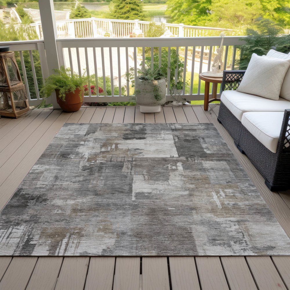 Machine Washable Indoor/Outdoor Chantille ACN2069 Pewter 9' x 12' Rug
