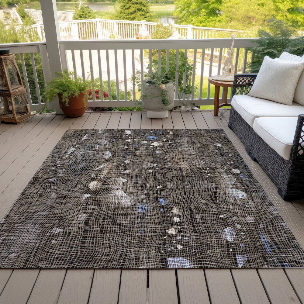 Machine Washable Indoor/Outdoor Chantille ACN2092 Chocolate 9' x 12' Rug