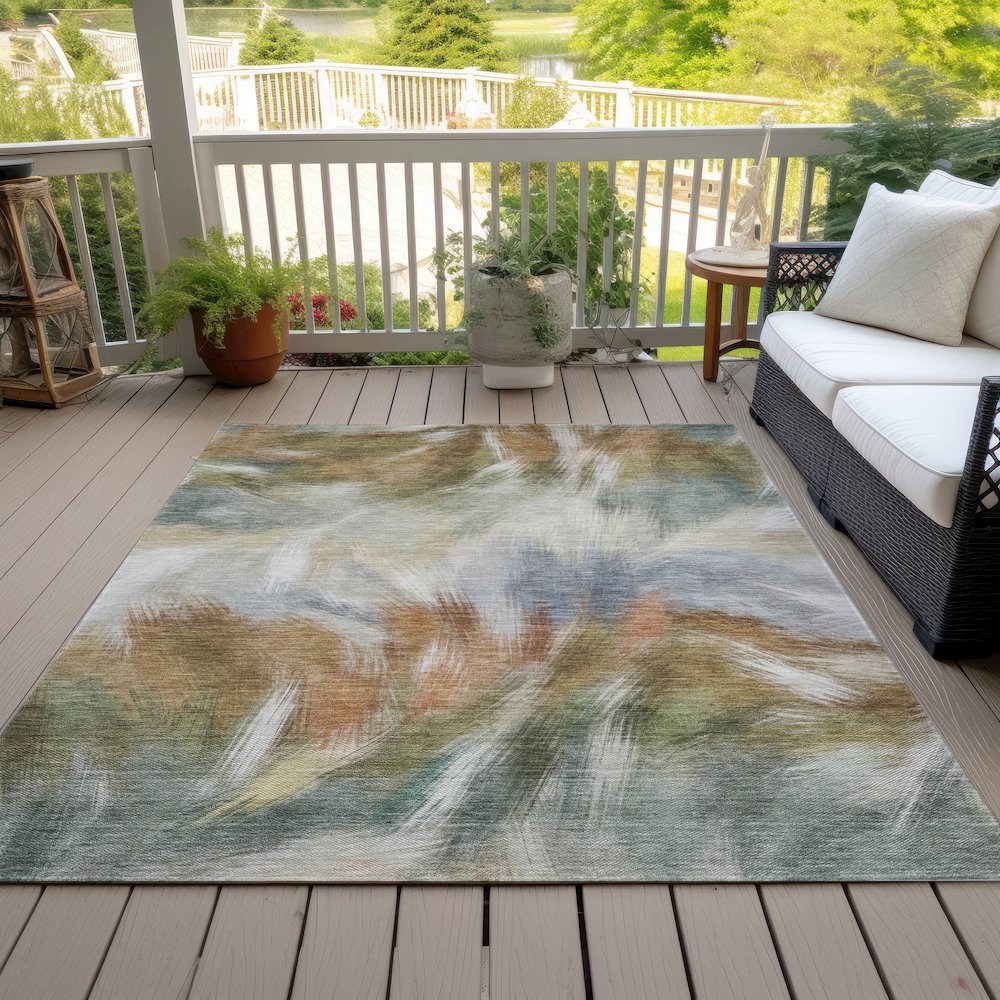Machine Washable Indoor/Outdoor Chantille ACN2096 Beige 9' x 12' Rug